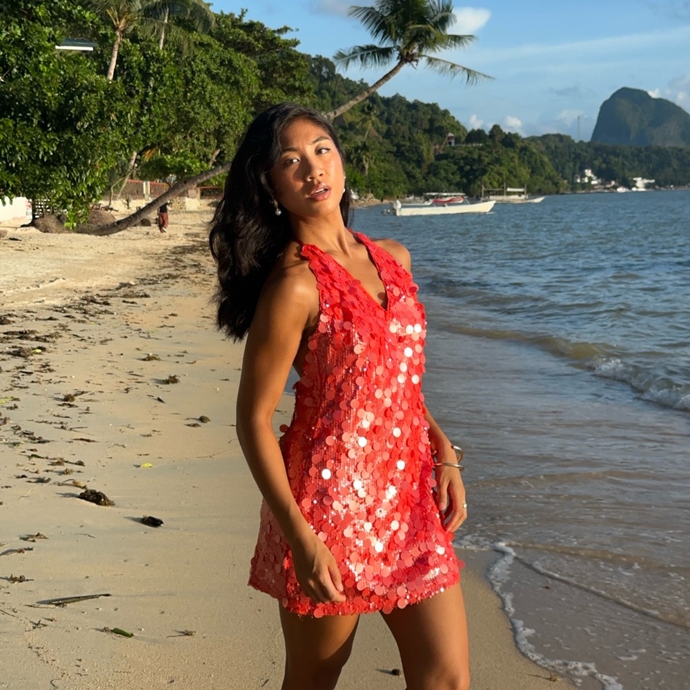 Beginning Boutique Red Sequin Mini Dress
